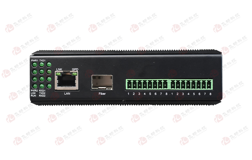 四海全讯5123-工业轨式1-4路串口服务器 (带1光1电交换口)