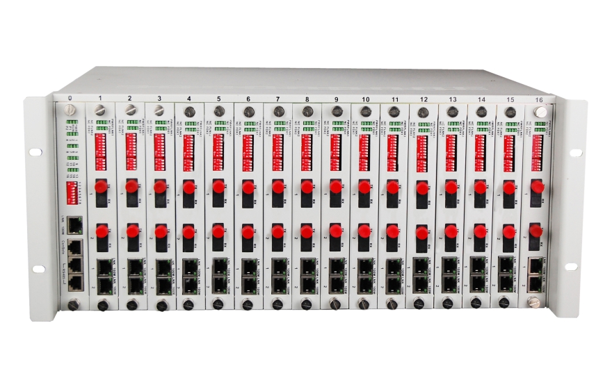 四海全讯5123-4U网管型32个光方向百兆光纤收发器机框